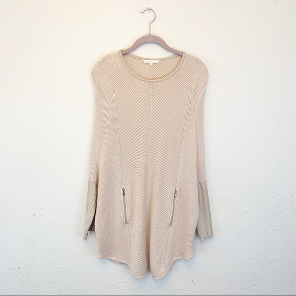 Maje Womens Size Small Sweater Pull Eduel Poncho Style Puloover Lamb Leather - Picture 4 of 7